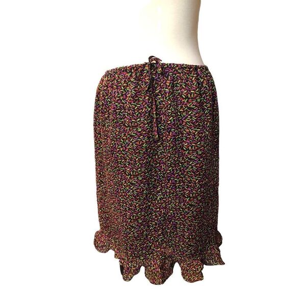 Allison Taylor pure silk fully lined flutter ruffle hem abstract print skirt - Picture 1 of 12